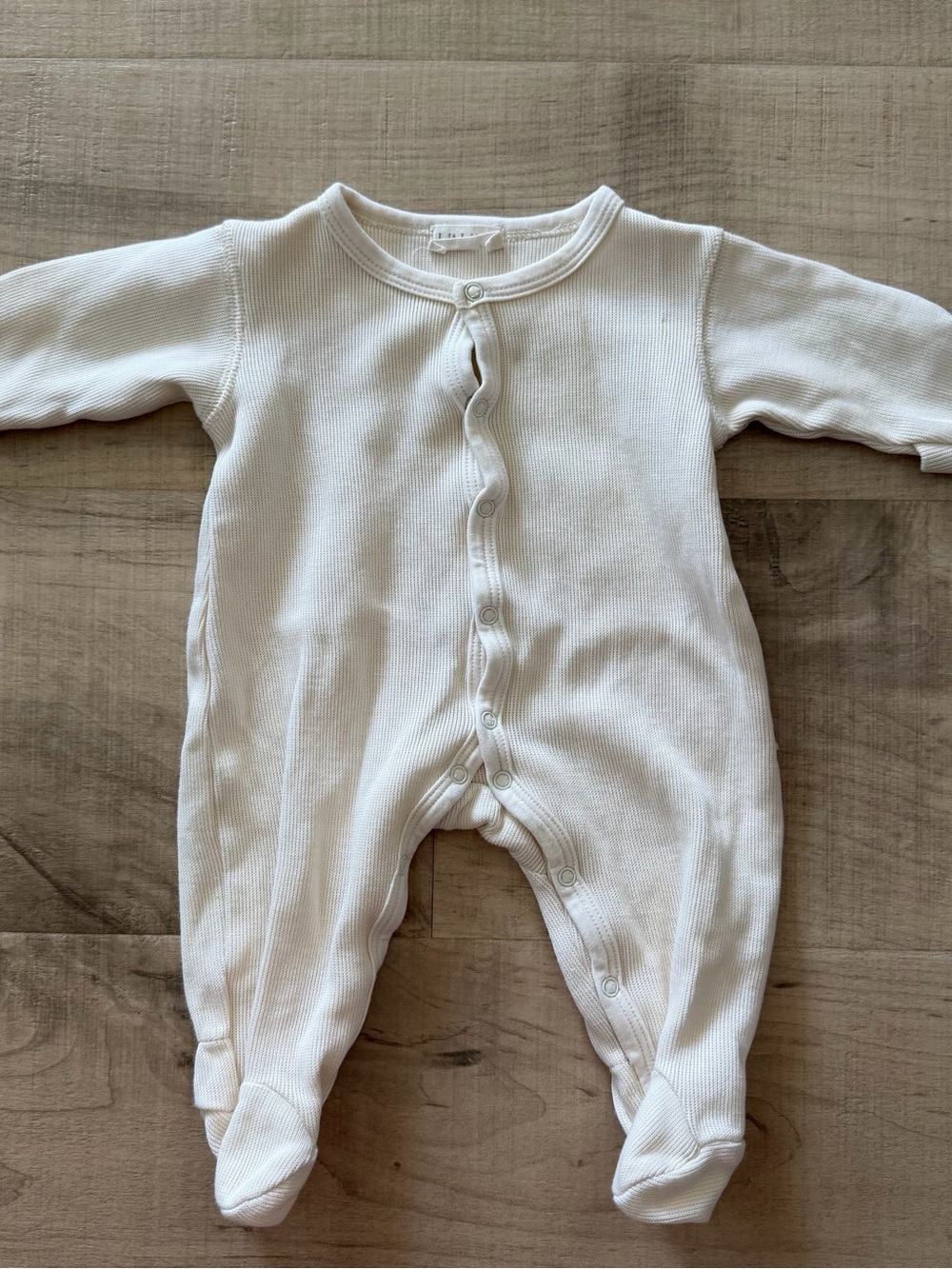 Cream Ribbed Footed Baby One-Piece - Minimal Snap Front